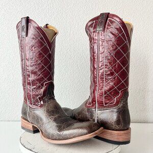 Rod Patrick Mens Cowboy Boots 14.5A Brown Mocha Bison Leather Western Square Toe